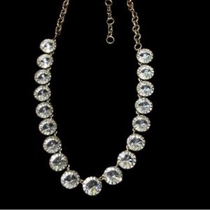 J. Crew Gold Tone Statement Necklace With Glass Rhinestones
